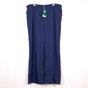 Halara Flex High Waisted Wide Leg Waffle Work Plus Size Pants pleated navy blue